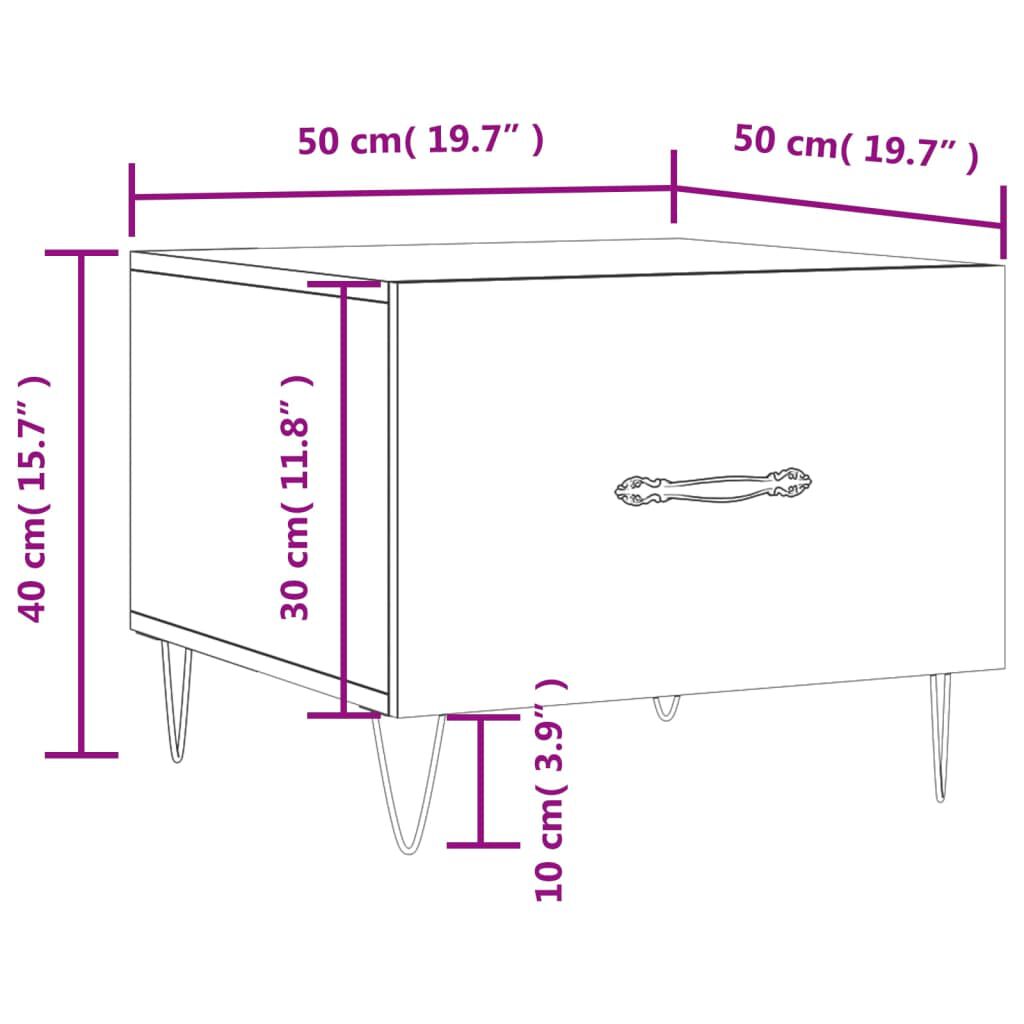 vidaXL Τραπεζάκι Σαλονιού Γυαλ. Λευκό 50 x 50 x 40 εκ. Επεξεργ. Ξύλο