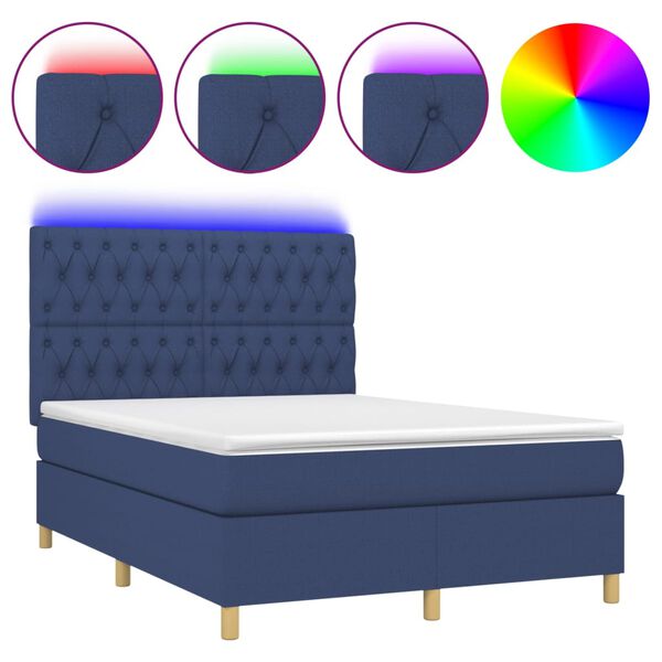 vidaXL &Kappa;&rho;&epsilon;&beta;ά&tau;&iota; Boxspring &mu;&epsilon; &Sigma;&tau;&rho;ώ&mu;&alpha; & LED &Mu;&pi;&lambda;&epsilon; 140x200 &epsilon;&kappa;. &Upsilon;&phi;&alpha;&sigma;&mu;ά&tau;&iota;&nu;&omicron;