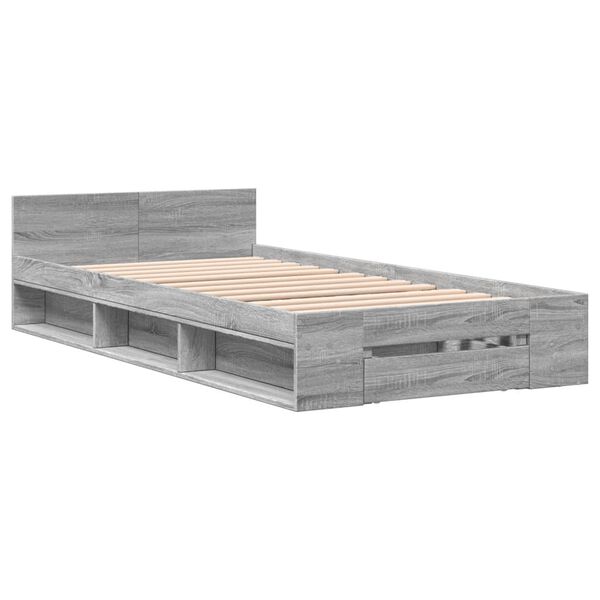 vidaXL Πλαίσιο Κρεβατιού με συρτάρια Γκρι sonoma 90x200εκ. Επεξ. Ξύλο