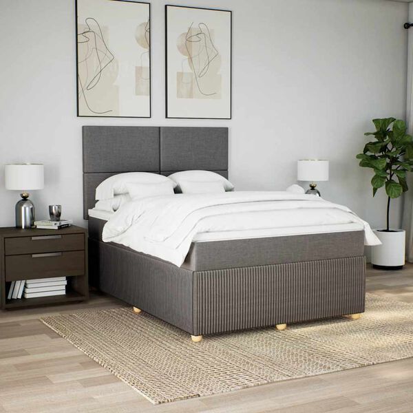 vidaXL &Kappa;&rho;&epsilon;&beta;ά&tau;&iota; Boxspring &mu;&epsilon; &Sigma;&tau;&rho;ώ&mu;&alpha; Taupe 160x200 &epsilon;&kappa;. &Upsilon;&phi;&alpha;&sigma;&mu;ά&tau;&iota;&nu;&omicron;
