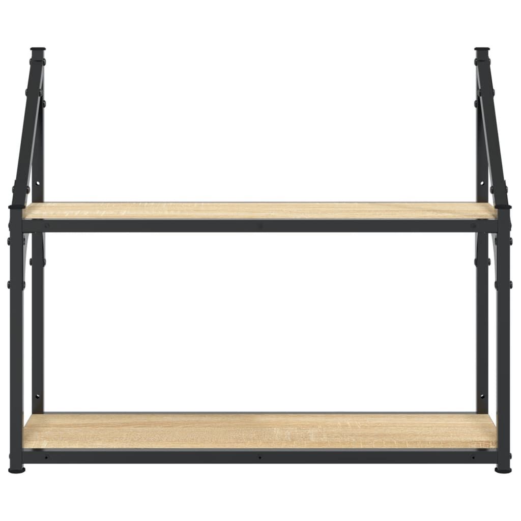 vidaXL Ραφιέρα Τοίχου με 2 Ράφια Sonoma Δρυς 60x21x51 εκ Επεξεργ. Ξύλο