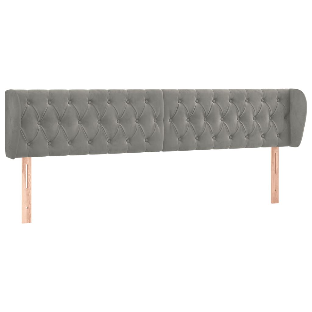 vidaXL Κεφαλάρι με Πτερύγια Ανοιχτό Γκρι 183x23x78/88 εκ. Βελούδινο