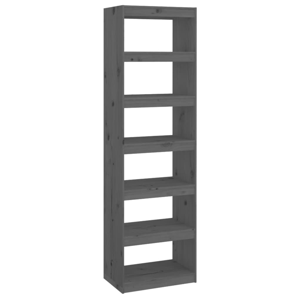 vidaXL Βιβλιοθήκη/Διαχωριστικό Χώρου Γκρι 60x30x199,5 εκ. Μασίφ Πεύκο