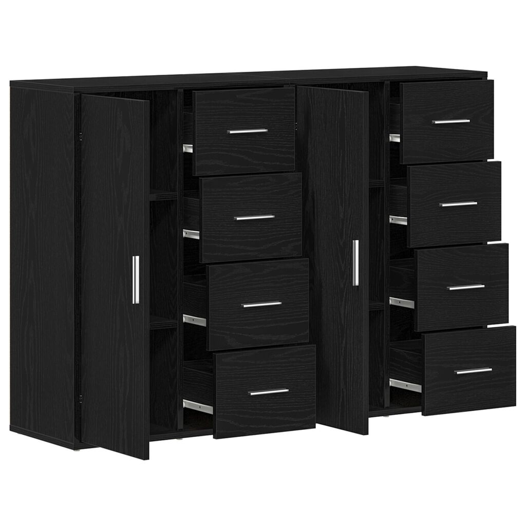 vidaXL Μπουφέδες 2 τεμ Μαύρος Δρυς 60x31x84 εκ Συνθετικό ξύλο