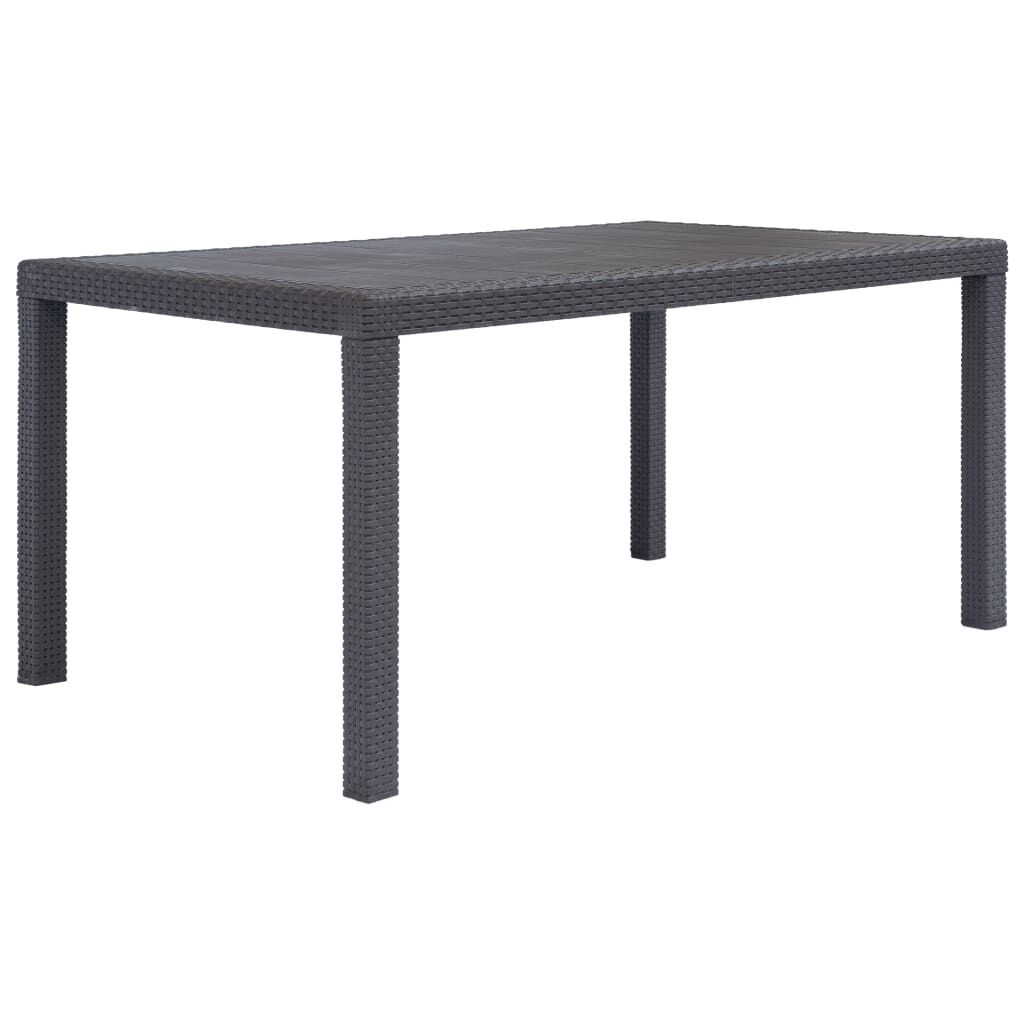 vidaXL Τραπέζι Κήπου Καφέ με Εμφάνιση Ρατάν 150x90x72 εκ. Πλαστικό