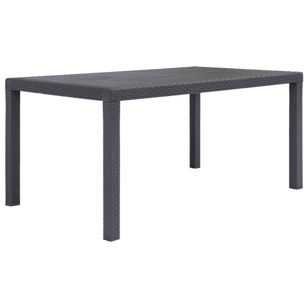 vidaXL Τραπέζι Κήπου Καφέ με Εμφάνιση Ρατάν 150x90x72 εκ. Πλαστικό