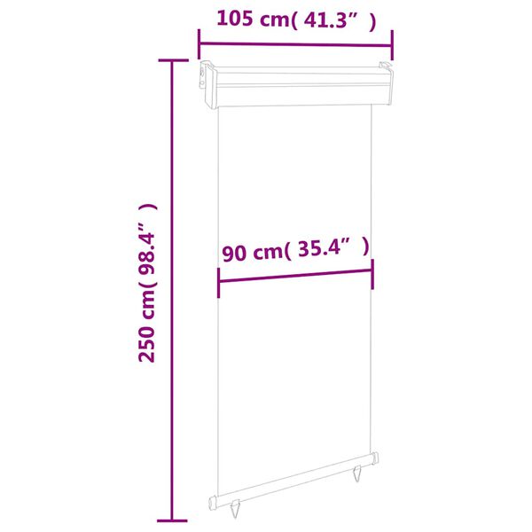 vidaXL Σκίαστρο Βεράντας Πλαϊνό Γκρι 105 x 250 εκ.