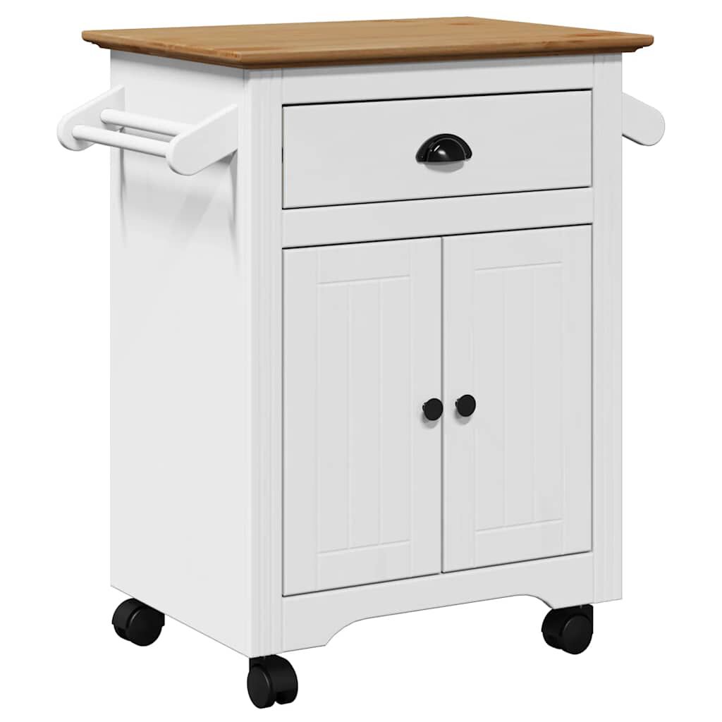 vidaXL Καροτσάκι κουζίνας BODO Λευκό και καφέ 72x45x80 cm