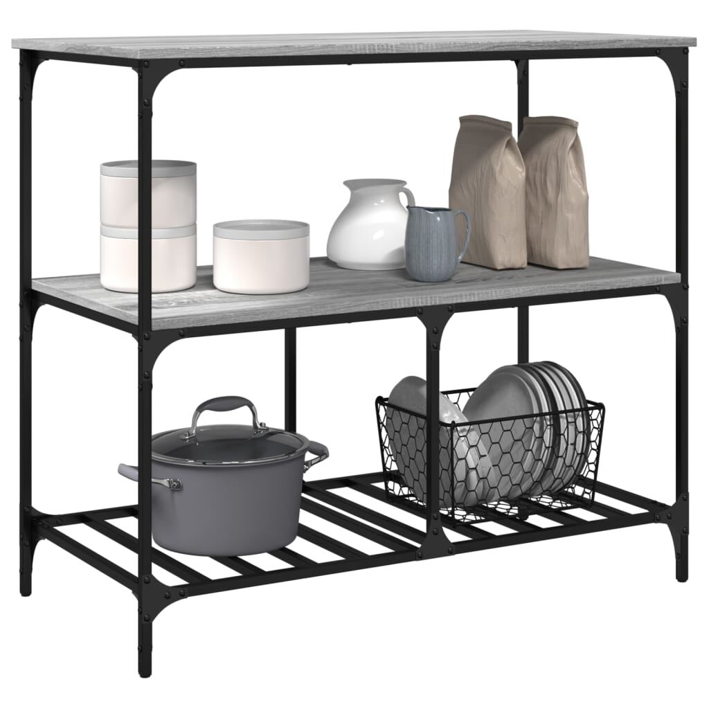 vidaXL Τρόλεϊ Κουζίνας Sonoma Γκρι 100x50x95 εκ. Επεξεργασμένο Ξύλο
