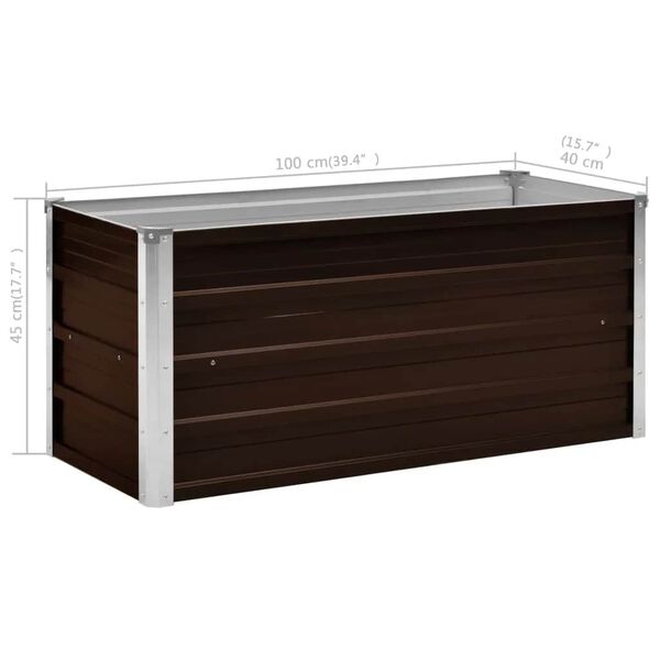 vidaXL Ζαρντινιέρα Υπερυψωμένη Καφέ 100x40x45 εκ. Γαλβανισμ. Χάλυβας