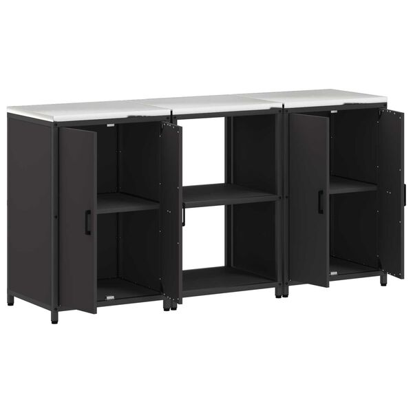 vidaXL Σετ Αποθήκευσης Κουζίνας με ράφι 3 pcs Μαύρο 180 x 50 x 92 εκ.