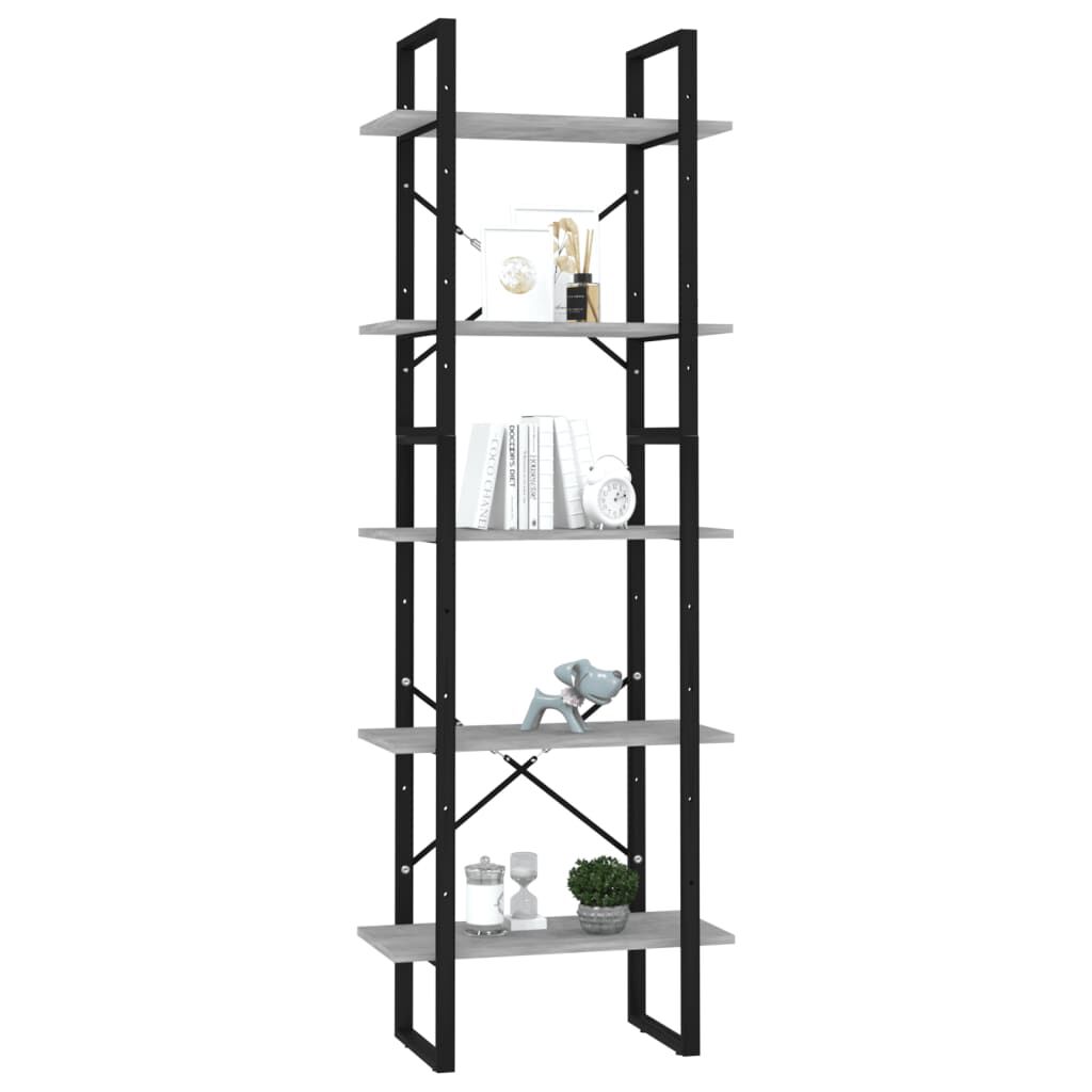 vidaXL Βιβλιοθήκη με 5 Ράφια Γκρι Σκυρ. 60 x 30 x 175 εκ. Επεξ. Ξύλο
