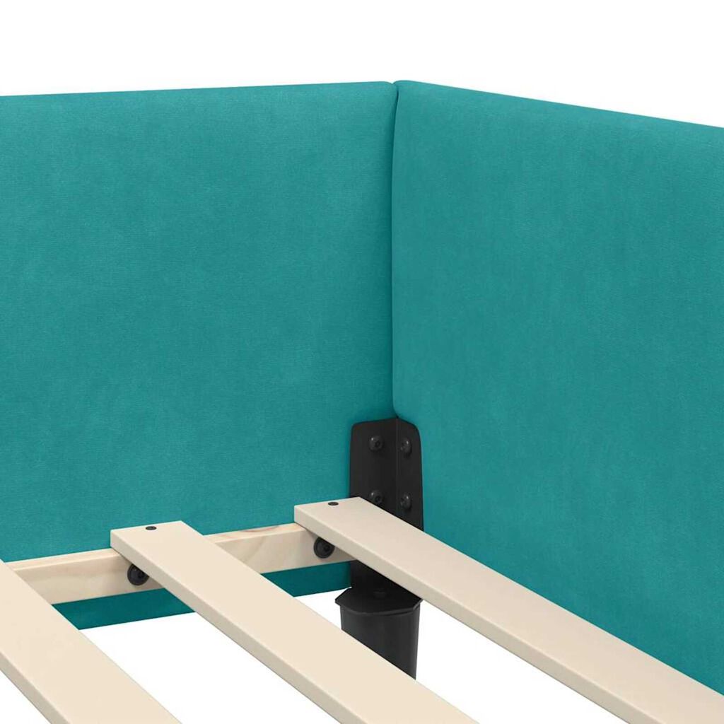 vidaXL Πλαϊνό Κρεβάτι Τιρκουάζ 80 x 200 cm Βελούδο και Στιβαρή ξυλεία