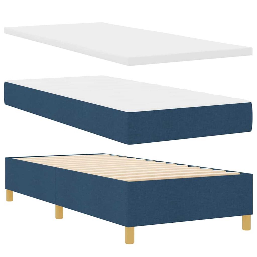 vidaXL Κρεβάτι με ελατήρια με στρώμα Μπλε 90 x 190 cm ύφασμα