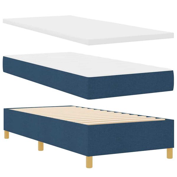 vidaXL Κρεβάτι με ελατήρια με στρώμα Μπλε 90 x 190 cm ύφασμα