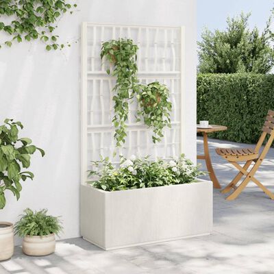 vidaXL Ζαρντινιέρα Κήπου με Καφασωτό Λευκή 80x36x140 εκ Πολυπροπυλένιο