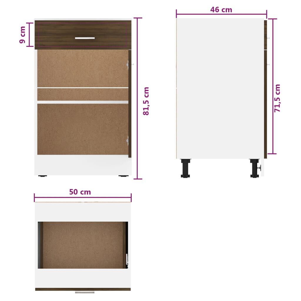 vidaXL Έπιπλο Με Συρτάρι Lyon Καφέ Δρυς 50x46x81,5εκ.