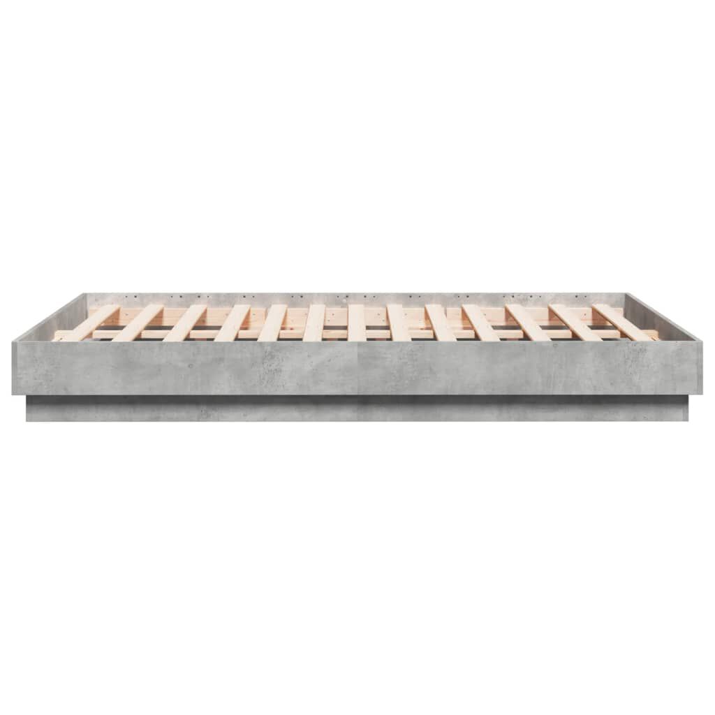 vidaXL Πλαίσιο Κρεβατιού Γκρι Σκυροδέματος 140x190 εκ. Επεξεργ. Ξύλο