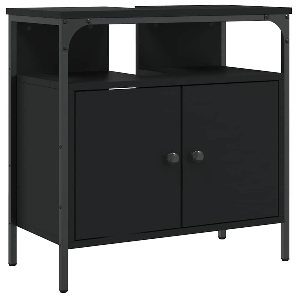 vidaXL Ντουλάπι Νιπτήρα Μπάνιου Μαύρο 60x30x60 εκ. Επεξεργασμένο Ξύλο