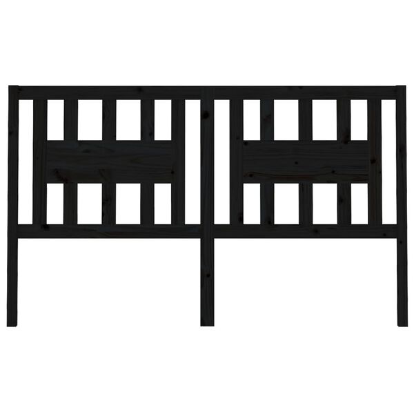 vidaXL Κεφαλάρι Κρεβατιού Μαύρο 206 x 4 x 100 εκ. Μασίφ Ξύλο Πεύκου