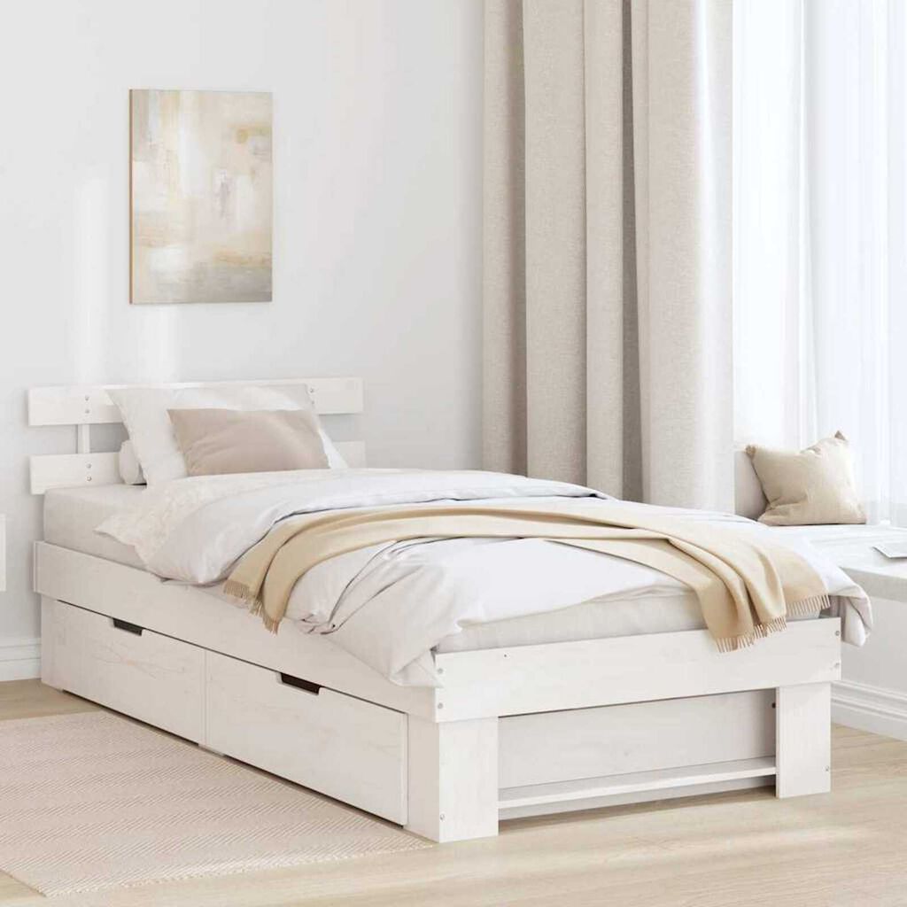 vidaXL Σκελετός Κρεβατιού Λευκό 80 x 200 cm Μασίφ ξύλο πεύκου