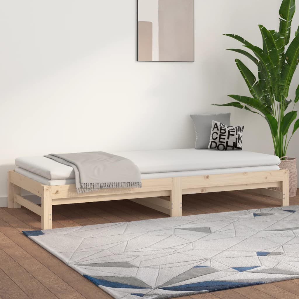 vidaXL Καναπές Κρεβάτι Συρόμενος 2x(80x200) εκ. από Μασίφ Ξύλο Πεύκου