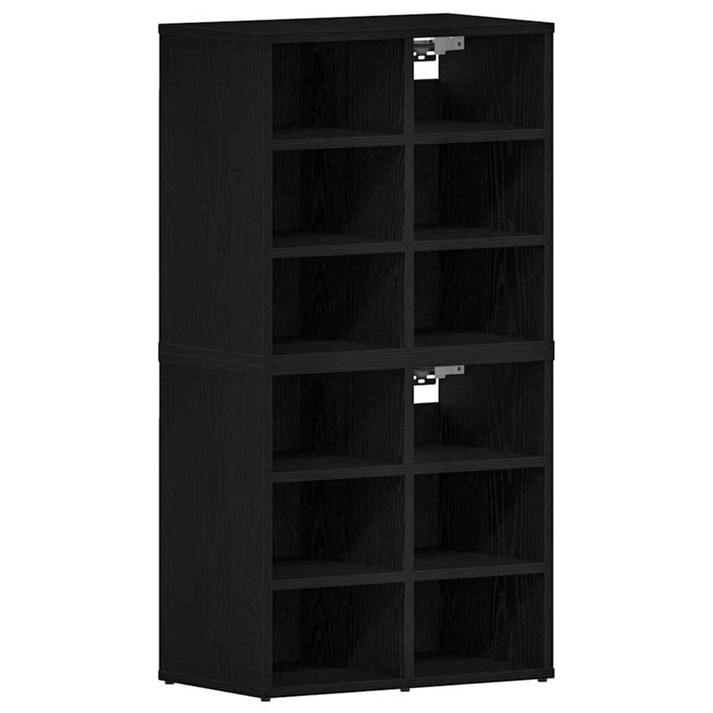 vidaXL Ντουλάπα Παπουτσιών με ράφι 2 pcs Μαύρη δρυς 52 x 30 x 50.5 εκ.