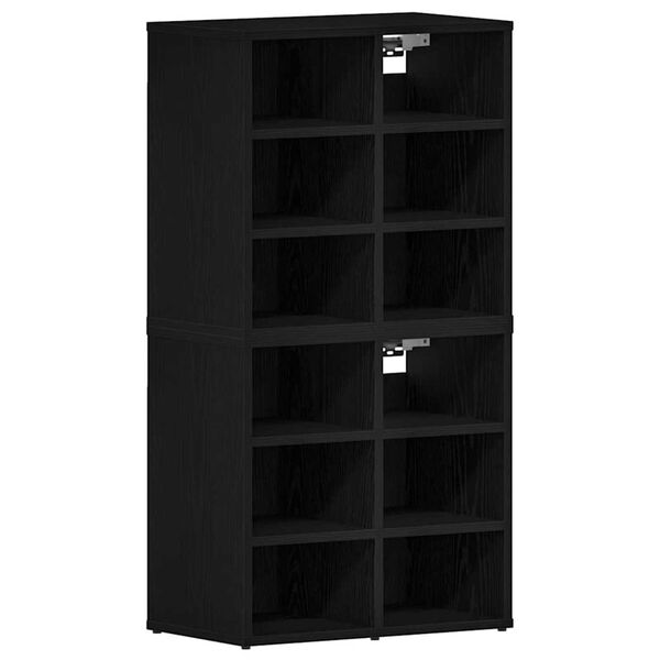vidaXL Ντουλάπα Παπουτσιών με ράφι 2 pcs Μαύρη δρυς 52 x 30 x 50.5 εκ.