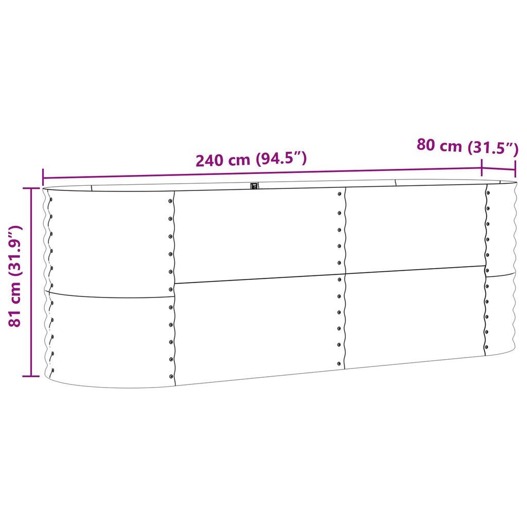 vidaXL Ψηλή Κρεβατοκάμαρα Κήπου Καφέ 240x80x81 εκ από Γαλβανισμένο Χάλυβα
