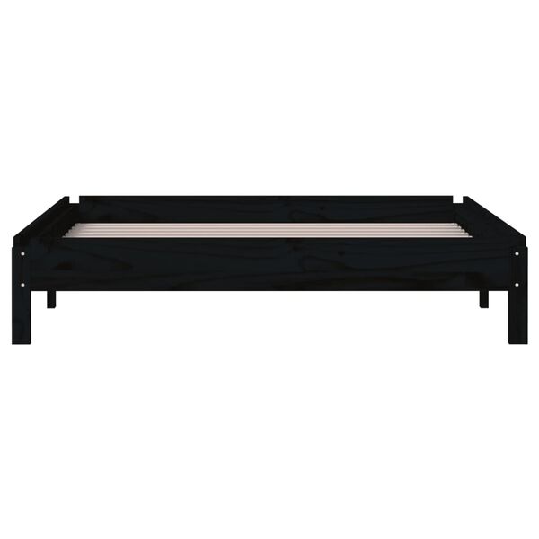 vidaXL Κρεβάτι Στοιβαζόμενο Μαύρο 90x200 εκ. από Μασίφ Ξύλο Πεύκου