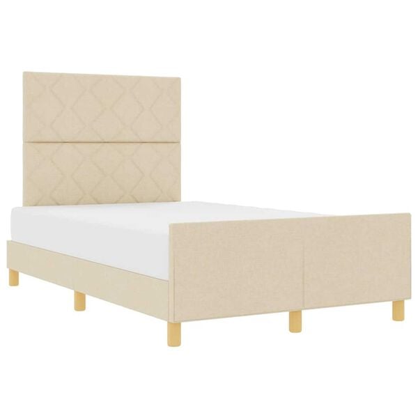 vidaXL Σκελετός Κρεβατιού με κεφαλάρι Κρεμ 120 x 200 cm ύφασμα