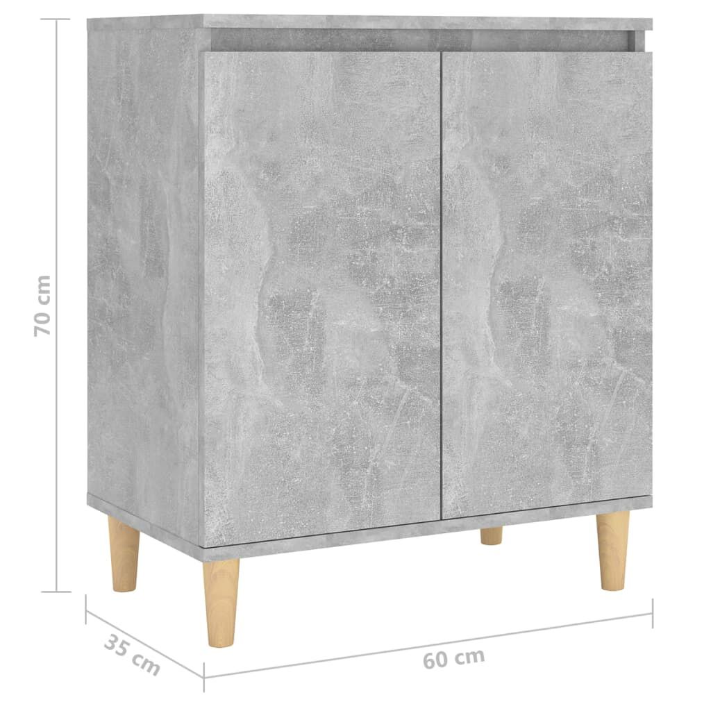 vidaXL Ντουλάπι Γκρι Σκυρ. 60x35x70 εκ. Μασίφ Ξύλινα Πόδια Επεξ. Ξύλο