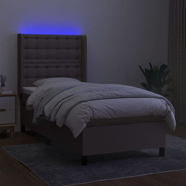 vidaXL &Kappa;&rho;&epsilon;&beta;ά&tau;&iota; Boxspring &mu;&epsilon; &Sigma;&tau;&rho;ώ&mu;&alpha; & LED Taupe 80x200 &epsilon;&kappa;. &Upsilon;&phi;&alpha;&sigma;&mu;ά&tau;&iota;&nu;&omicron;