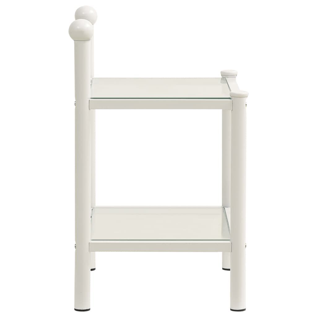 vidaXL Κομοδίνο Λευκό και Διαφανές 45x34,5x60,5εκ. από Μέταλλο & Γυαλί