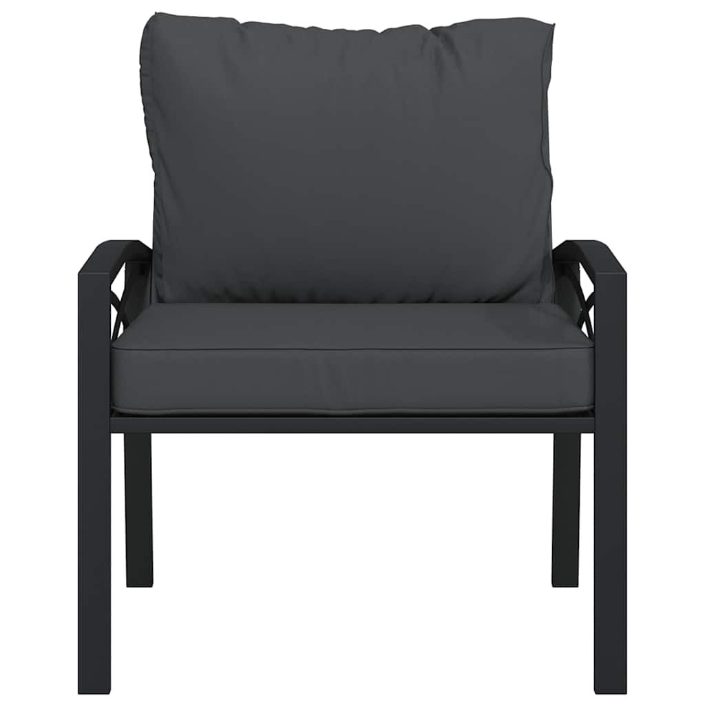 vidaXL Καρέκλες Κήπου 2 τεμ. 68 x 76 x 79 εκ. Ατσάλι με Γκρι Μαξιλάρια