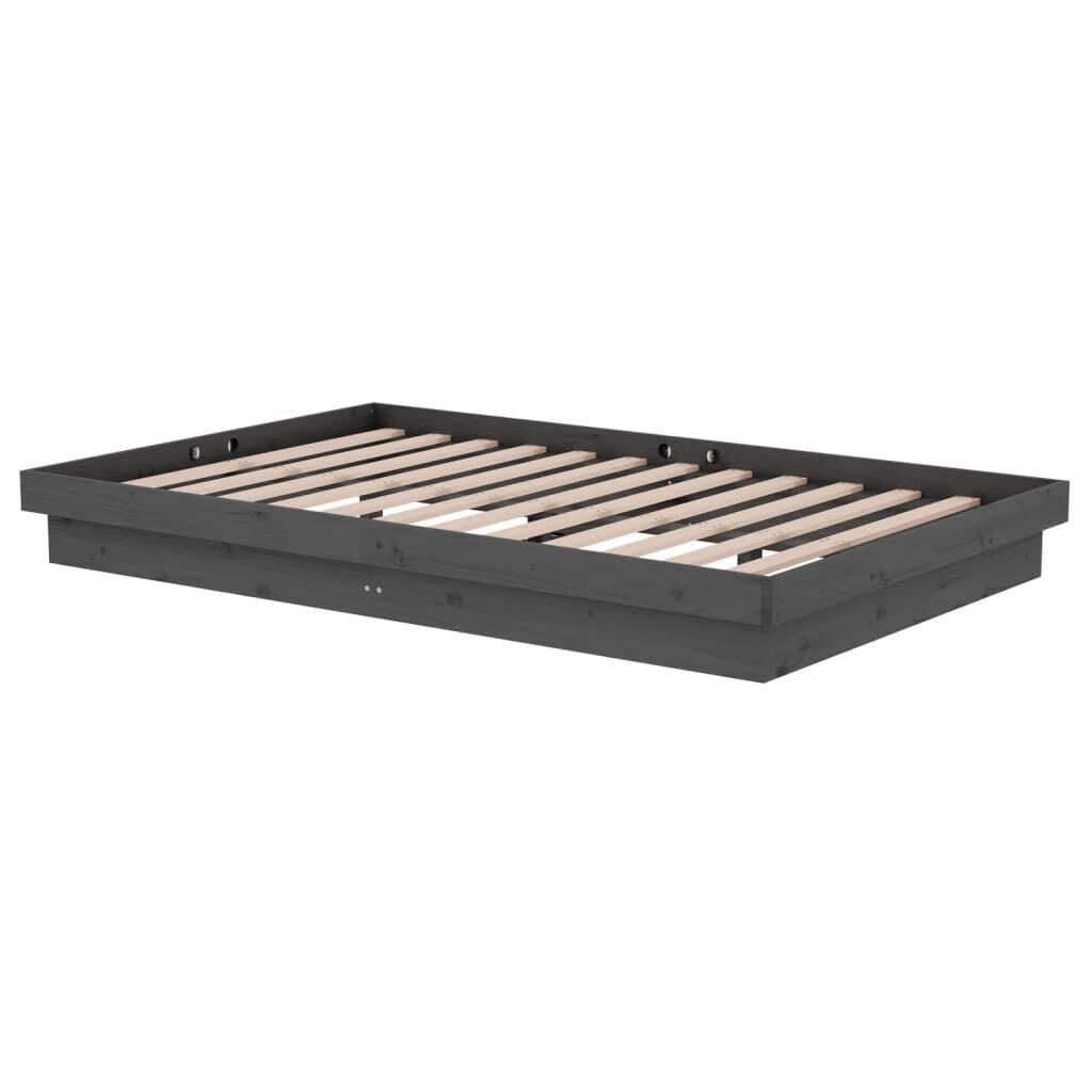 vidaXL Πλαίσιο Κρεβατιού Γκρι 120x190 εκ. Μασίφ Ξύλο Small Double