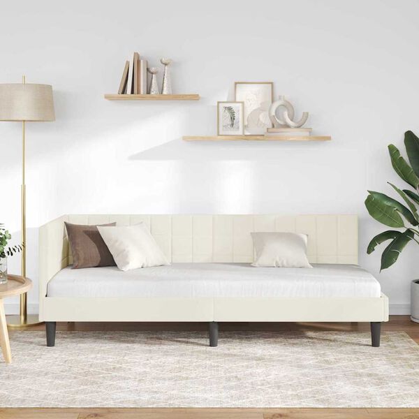 vidaXL Κρεβάτι Γωνίας με κεφαλάρι Κρεμ 80 εκ x 200 εκ ύφασμα