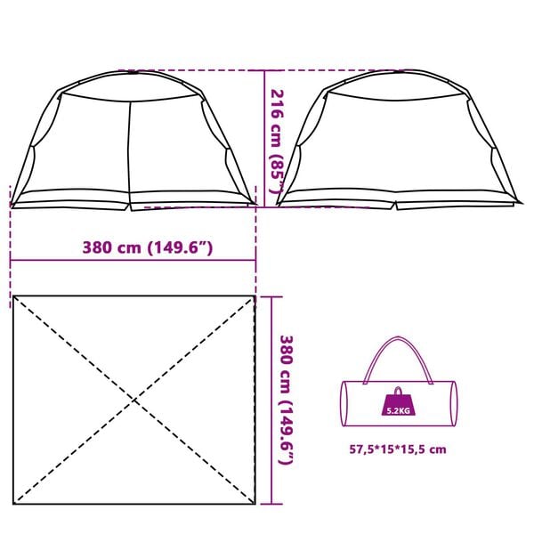 vidaXL Σκηνές με στέγη Αζούρ μπλε 380 x 380 x 225 εκ. Πολυεστέρας