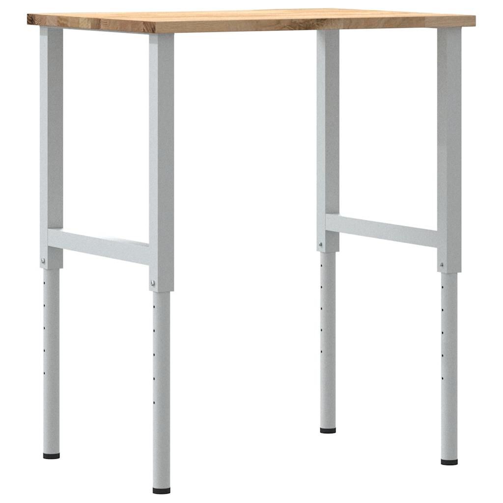 πάγκος εργασίας vidaXL 80x60x(71,5-98) cm Μασίφ Ξύλο Δρυς