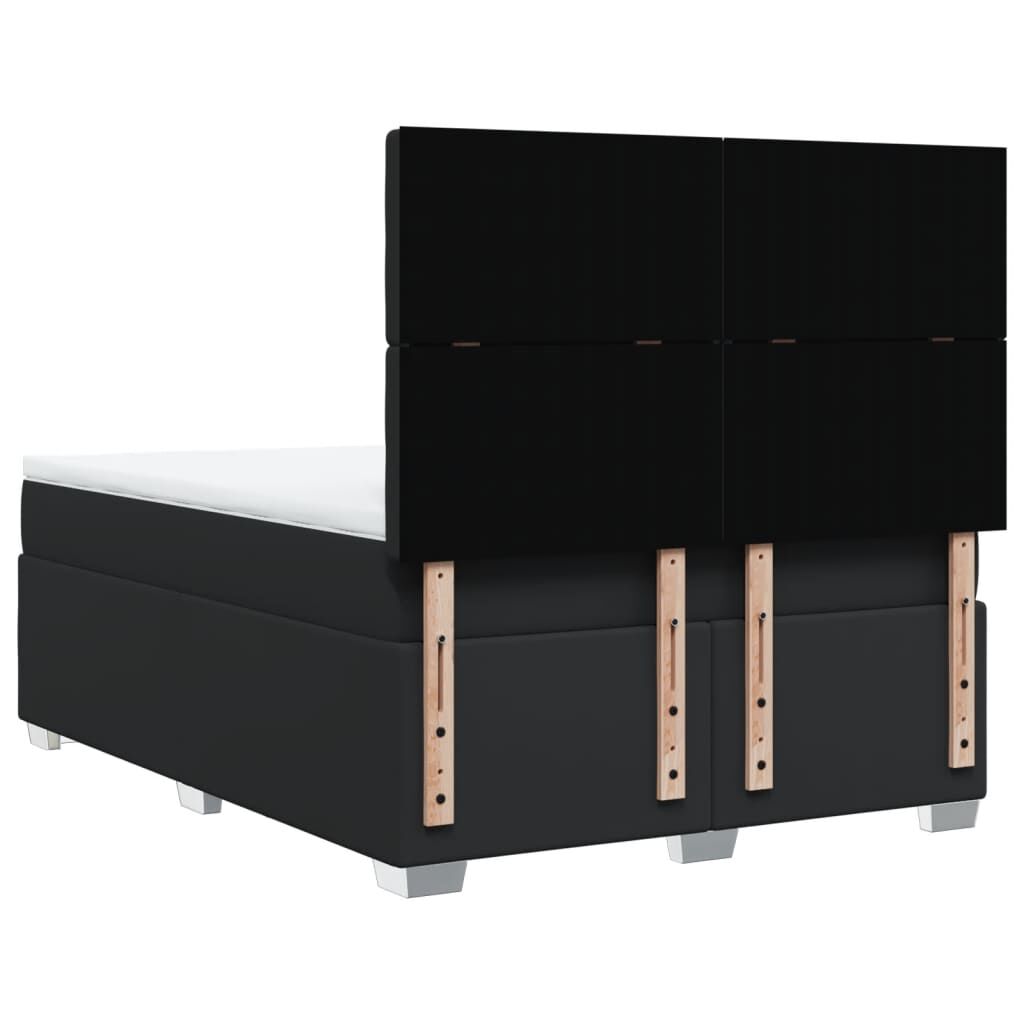 vidaXL Κρεβάτι Boxspring με Στρώμα Μαύρο 140x200εκ.από Συνθετικό Δέρμα