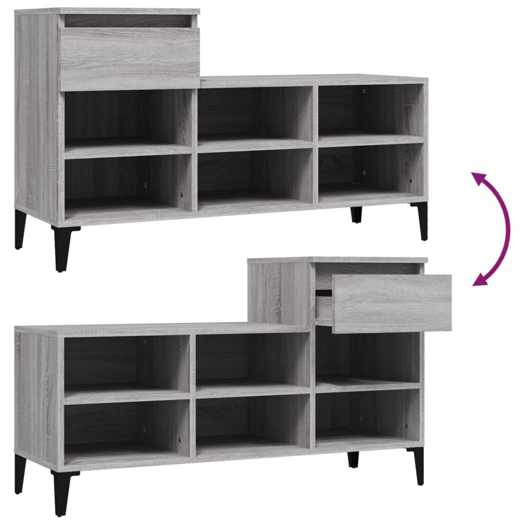 vidaXL Παπουτσοθήκη Γκρι Sonoma 102x36x60 εκ. από Επεξεργασμένο Ξύλο