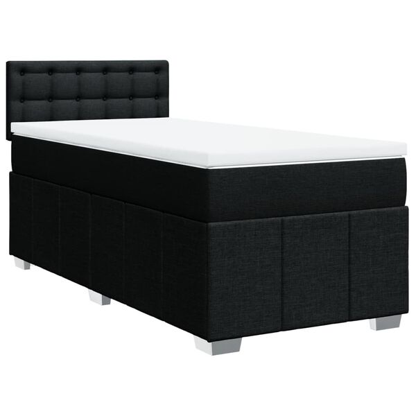 vidaXL Κρεβάτι Boxspring με Στρώμα Μαύρο 90x200 εκ. Υφασμάτινο