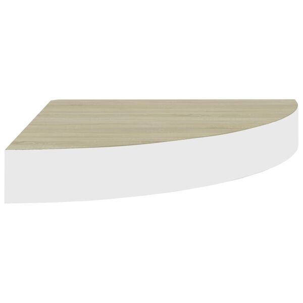 vidaXL Ράφια Τοίχου Γωνιακά 2 τεμ. Δρυς/Λευκό 25 x 25 x 3,8 εκ από MDF