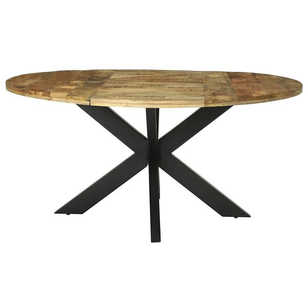 vidaXL Τραπεζαρία Μαύρη δρυς 160 x 160 x 76 cm ακατέργαστο ξύλο μάνγκο
