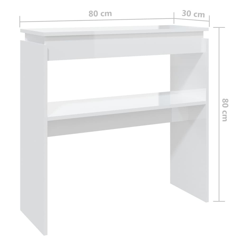 vidaXL Τραπεζάκι Κονσόλα Γυαλιστερό Λευκό 80 x 30 x 80 εκ. Επεξ. Ξύλο