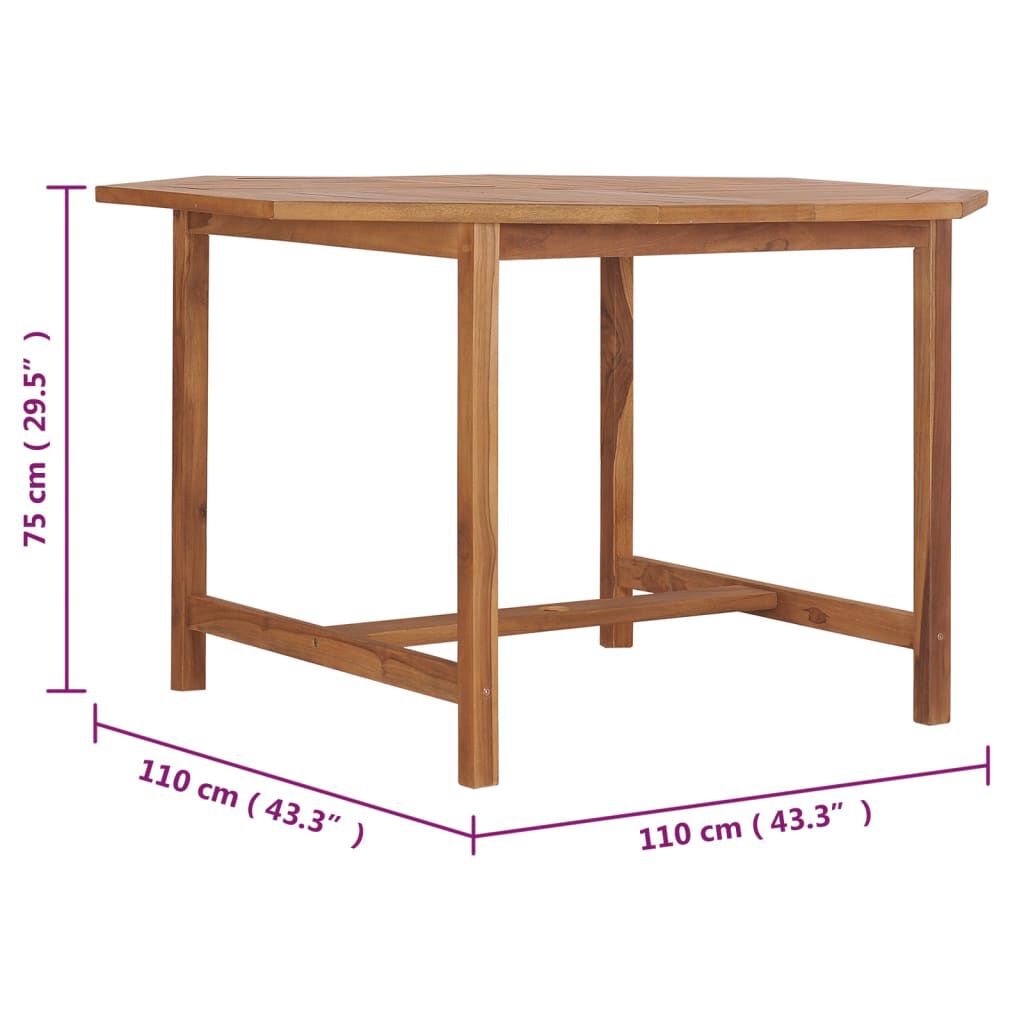vidaXL Τραπεζαρία Κήπου 110 x 110 x 75 εκ. από Μασίφ Ξύλο Teak