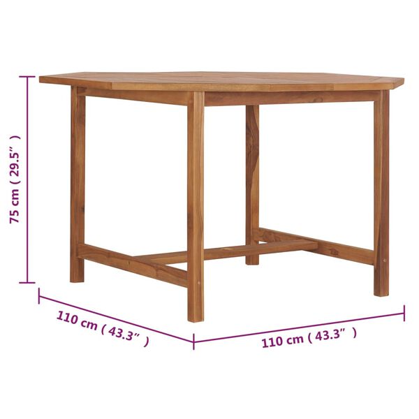 vidaXL Τραπεζαρία Κήπου 110 x 110 x 75 εκ. από Μασίφ Ξύλο Teak