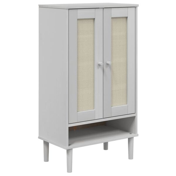 vidaXL Παπουτσοθήκη SENJA Λευκή / Ρατάν 59,5 x 35 x 107 εκ. Μασίφ Ξύλο