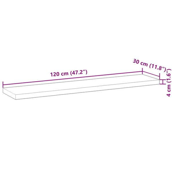 vidaXL Επιφάνεια Γραφείου Ορθογώνια 120x30x4 εκ. Μασίφ Ξύλο Ακακίας