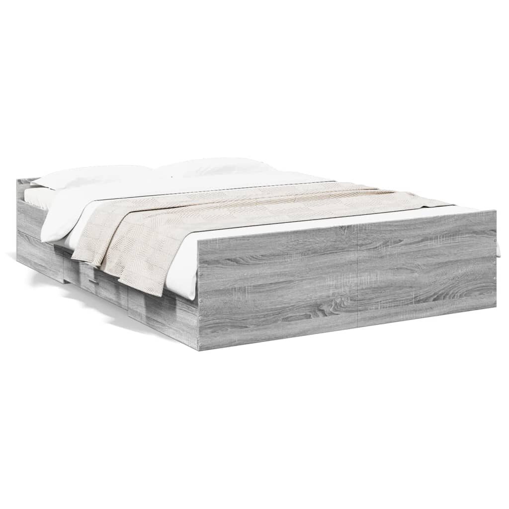 vidaXL Πλαίσιο Κρεβατιού με συρτάρια Γκρι sonoma 120x190εκ. Επεξ. Ξύλο
